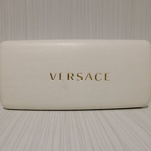 Versace Empty Sunglasses Case in White with Gold Tone Letters